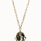 Long necklace with gray oval faceted crystal